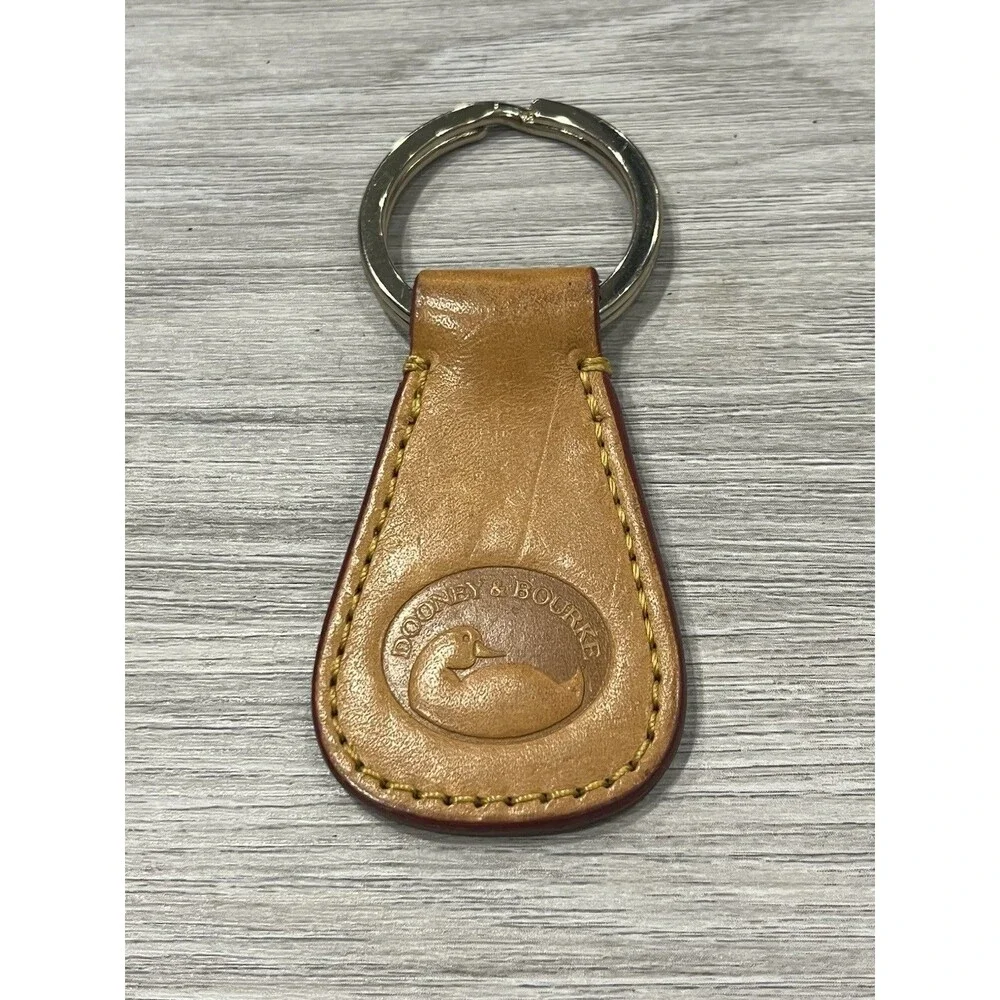 Dooney & Bourke Vachetta Tan Leather Duck Logo Key Fob
